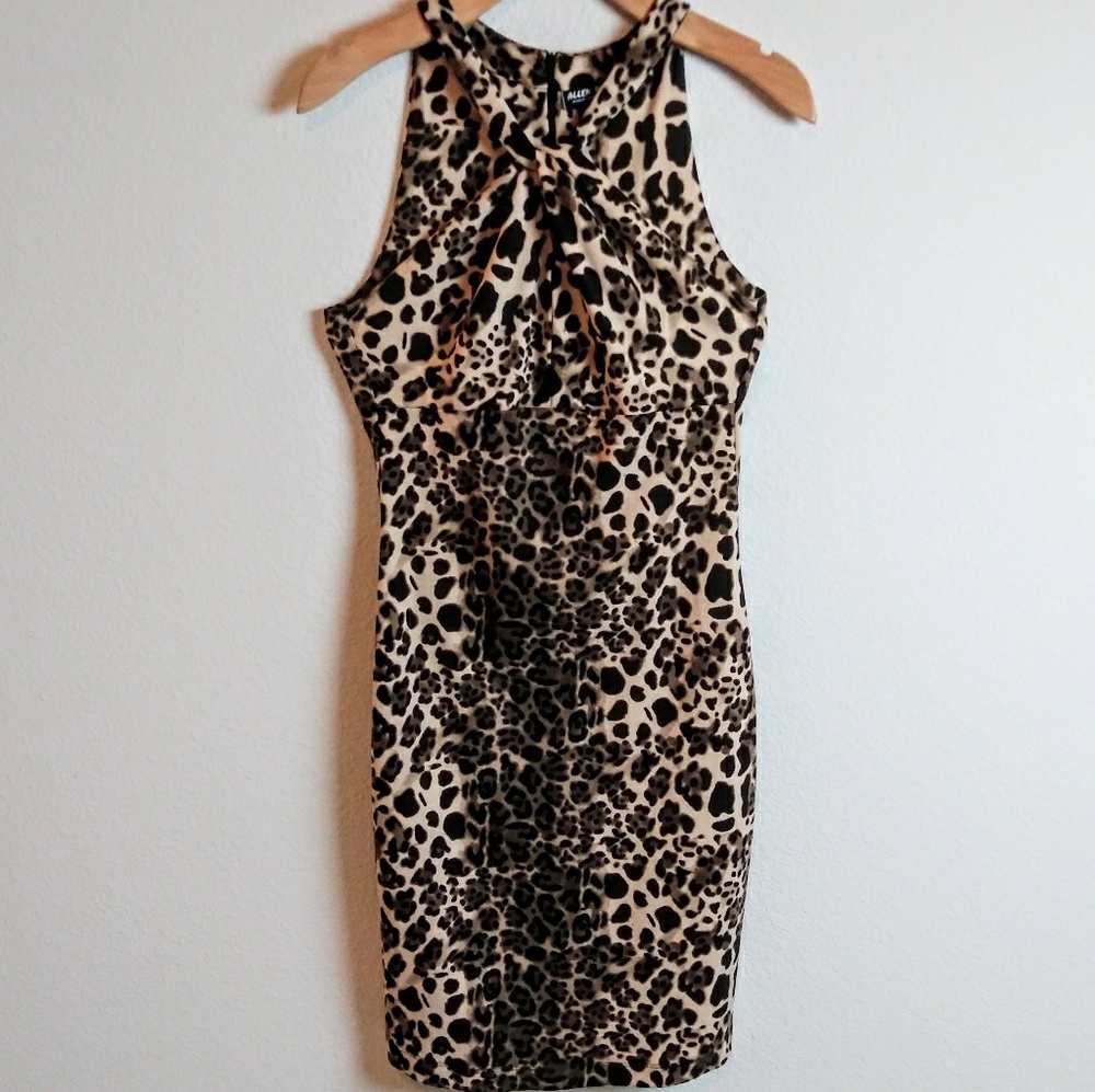 Allen B. Leopard Print Fitted Dress SZ XL